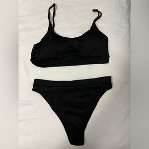 New women’s black ribbed 2 piece bathing suit
